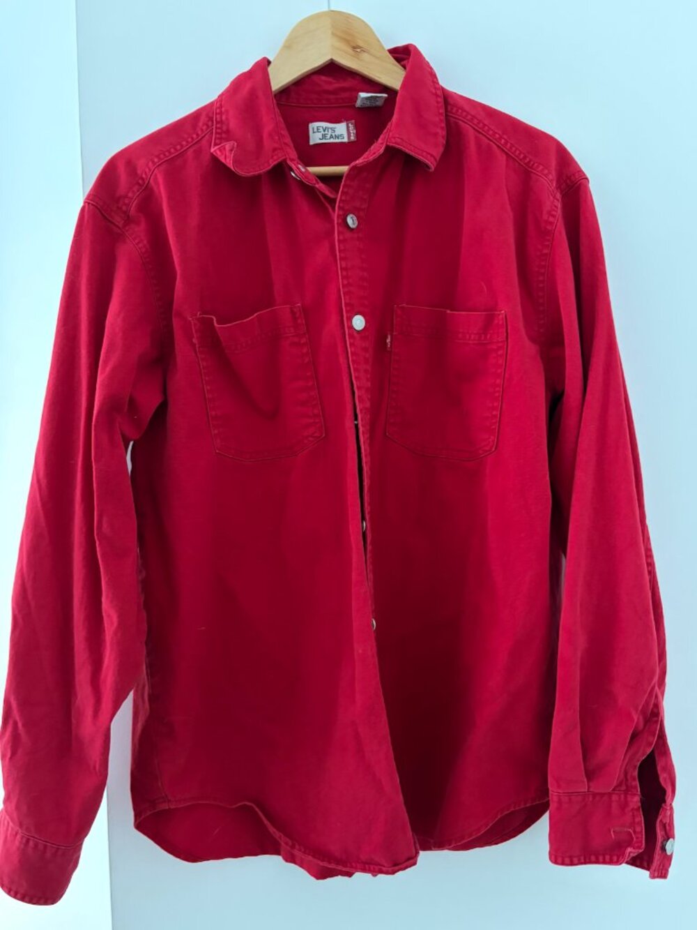 Vintage Levi's long-sleeve red denim button-down shirt